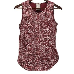 Anthropologie Dolan Left Coast Jules Tank Medium Burgundy Floral Pintuck Boho XS